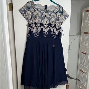 Chi Chi London Elegant Navy and Cream Kids Dress